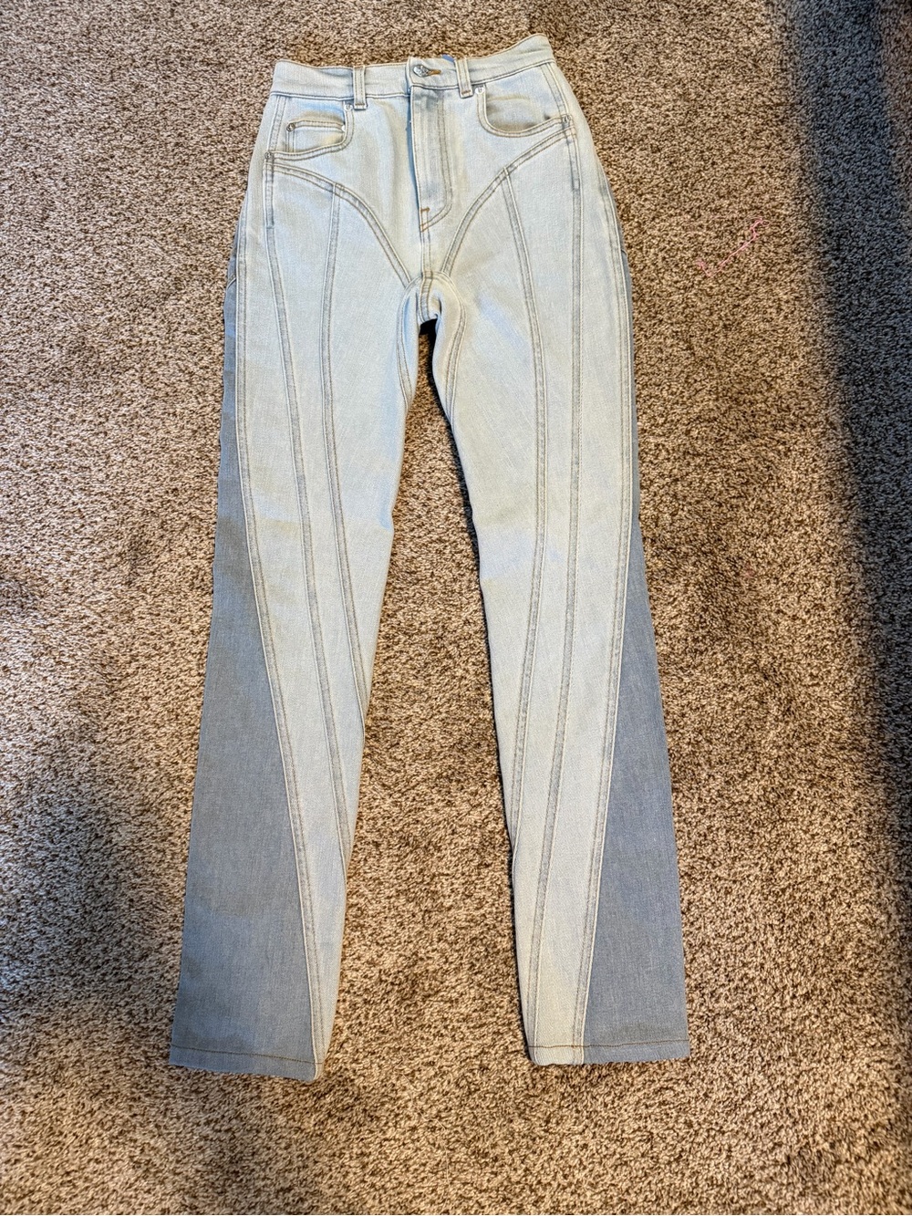 Mugler Two-Tone Light Blue Skinny Jeans